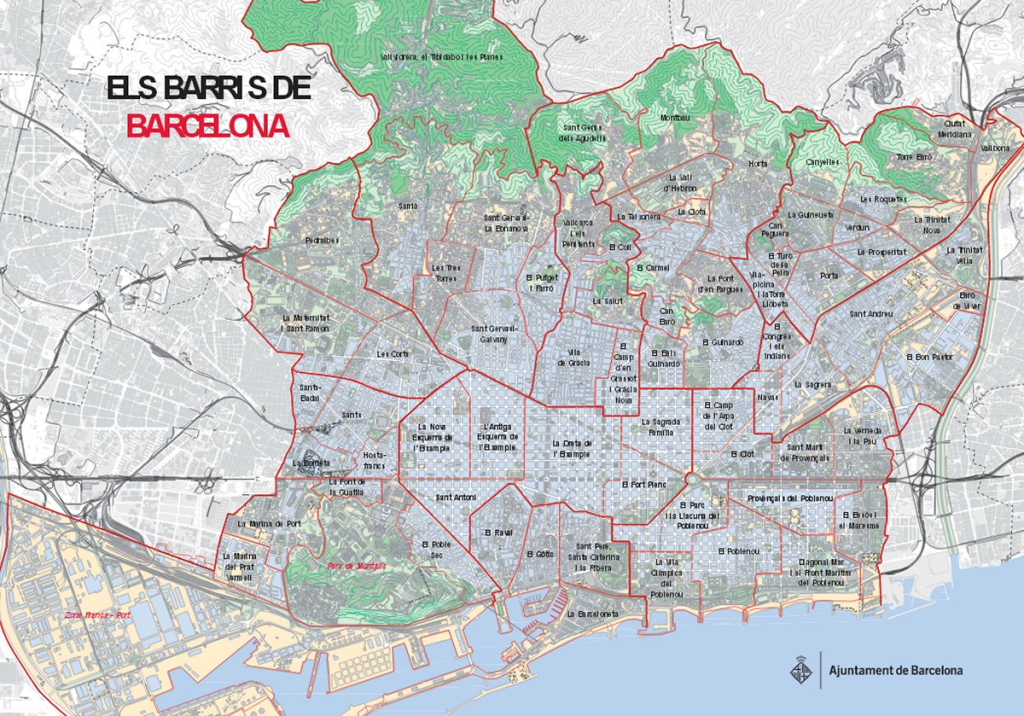 Barris de Barcelona, per estudiar a les Oposicions del Ajuntament de Barcelona