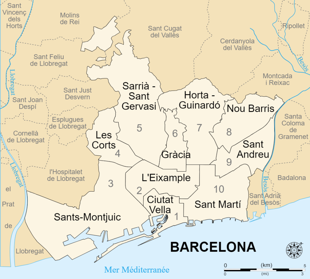 Districtes de Barcelona, per estudiar a les Oposicions del Ajuntament de Barcelona